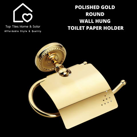 Polished Gold Round Wall Hung Toilet Paper Holder