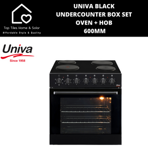 Univa Black Undercounter Box Set Oven + Hob - 600mm