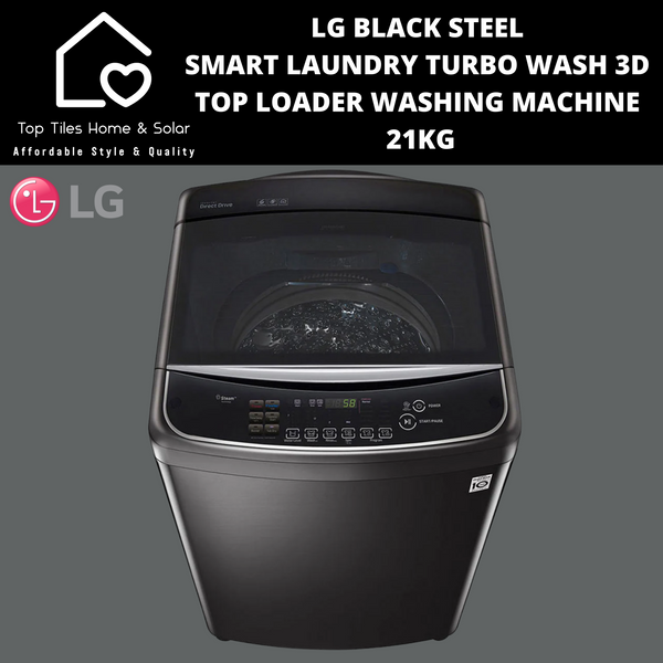 LG Black Steel Smart Laundry Turbo Wash 3D Top Loader Washing Machine - 21kg