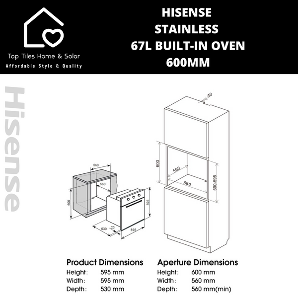 Hisense Stainless 67L Built-in oven - 600mm