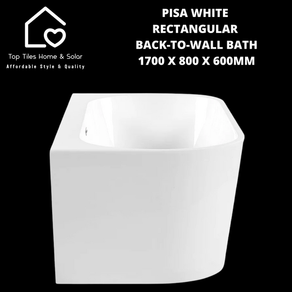 Pisa White Rectangular Back-To-Wall Curved Bath - 1700 x 800 x 600mm