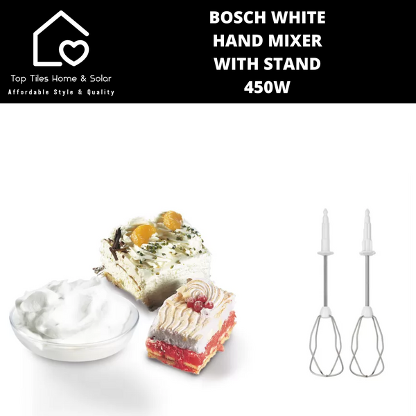 Bosch White Hand Mixer With Stand - 450W