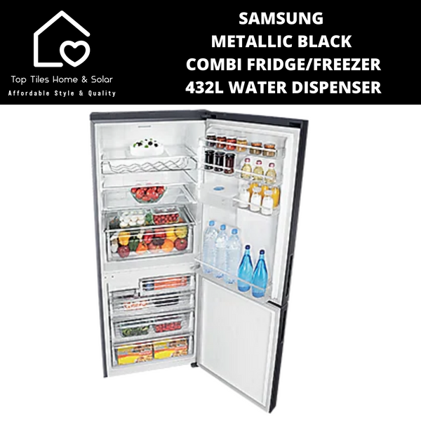 Samsung Metallic Black Combi Fridge Freezer - 432L Water Dispenser