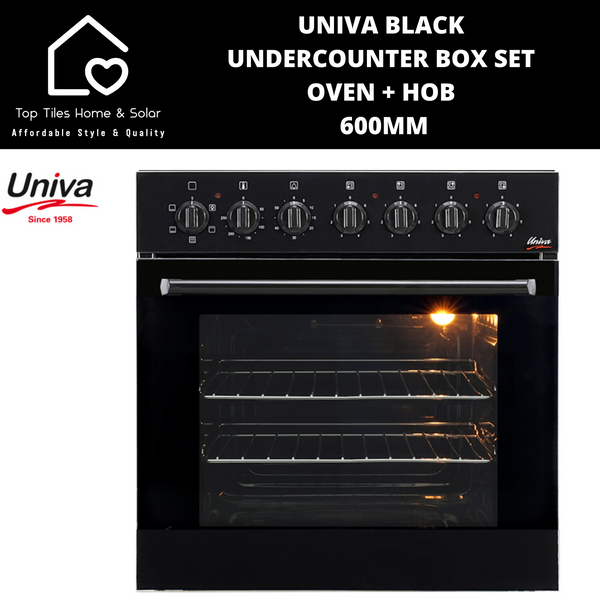 Univa Black Undercounter Box Set Oven + Hob - 600mm