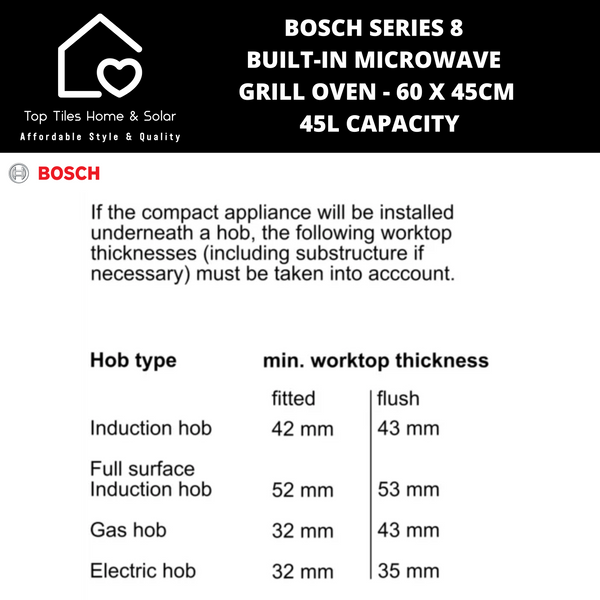 Bosch Series 8 - Built-in Microwave Grill Oven - 60 x 45cm - 45L CAPACITY