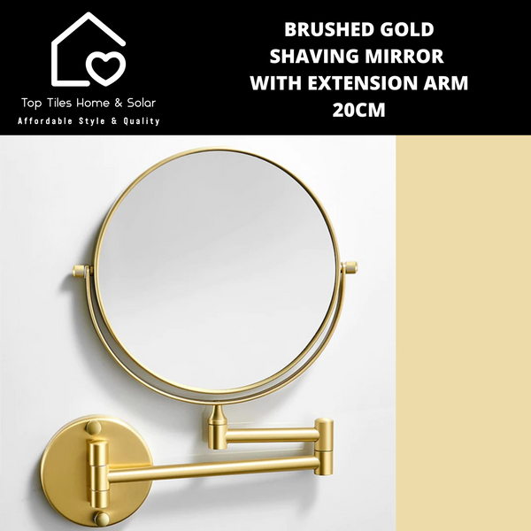 Brushed Gold Shaving Mirror with Extension Arm - 20cm