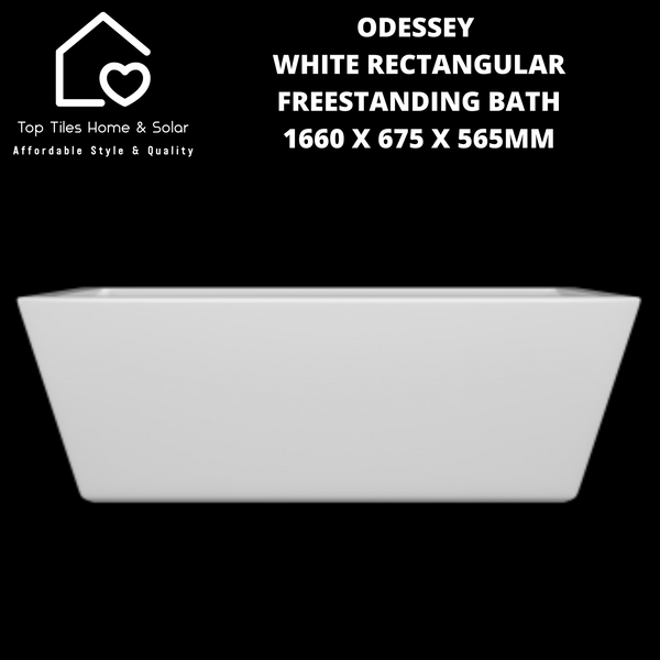 Odessey White Rectangular Freestanding Bath - 1660 x 675 x 565mm