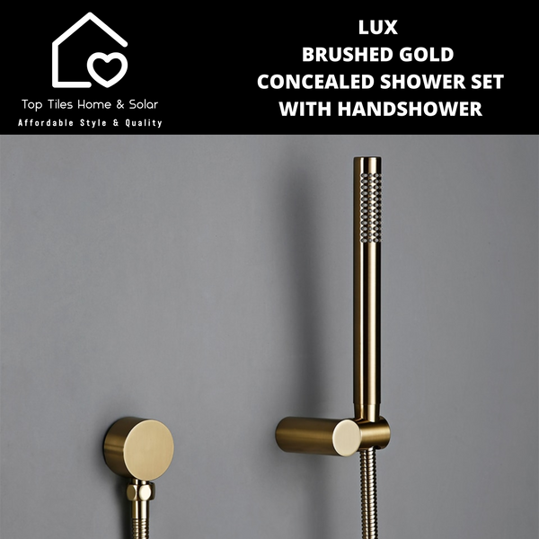 Lux Brushed Gold Concealed Shower Set - With Handshower