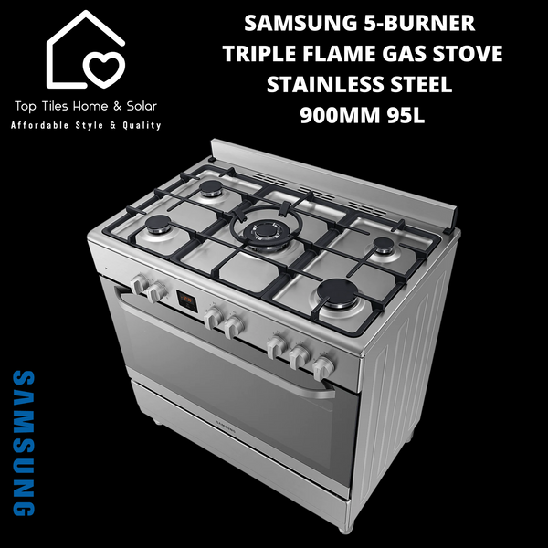 Samsung 5-Burner Triple Flame Gas Stove Stainless Steel - 900mm 95L