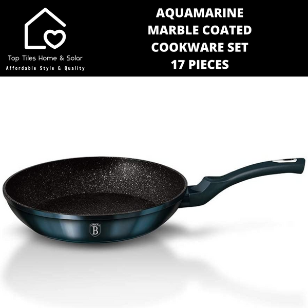 Aquamarine Marble Coated Cookware Set - 17 Pieces