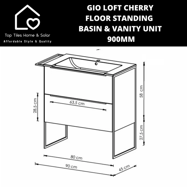 Gio Loft Cherry Floor Standing Basin & Vanity Unit -  900mm