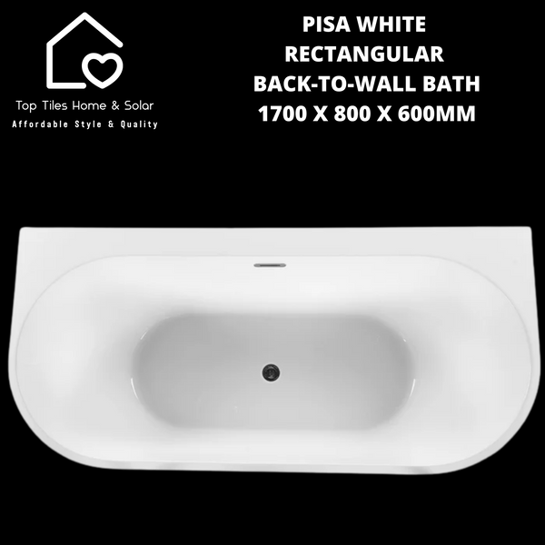 Pisa White Rectangular Back-To-Wall Curved Bath - 1700 x 800 x 600mm