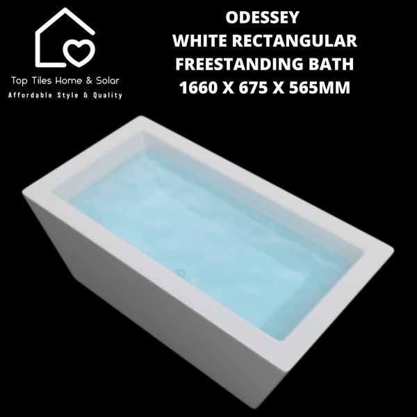 Odessey White Rectangular Freestanding Bath - 1660 x 675 x 565mm