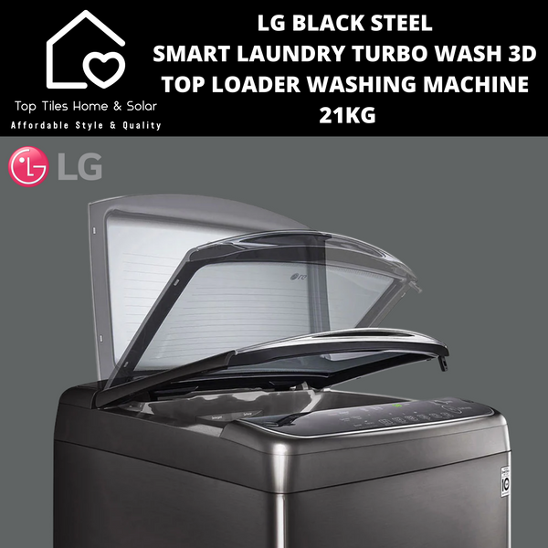 LG Black Steel Smart Laundry Turbo Wash 3D Top Loader Washing Machine - 21kg