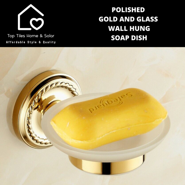 Polished Gold And Glass Wall Hung Soap Dish