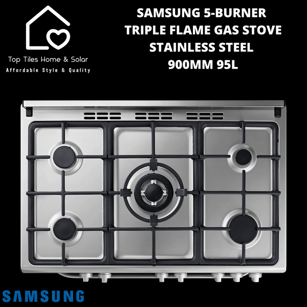 Samsung 5-Burner Triple Flame Gas Stove Stainless Steel - 900mm 95L