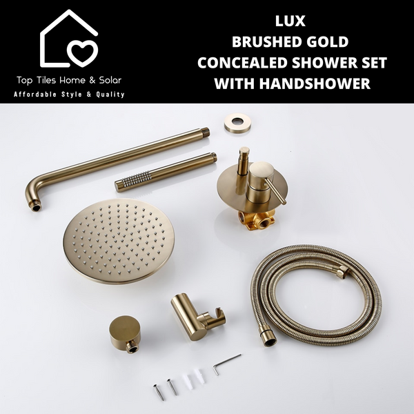 Lux Brushed Gold Concealed Shower Set - With Handshower