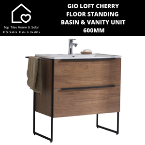 Gio Loft Cherry Floor Standing Basin & Vanity Unit -  600mm