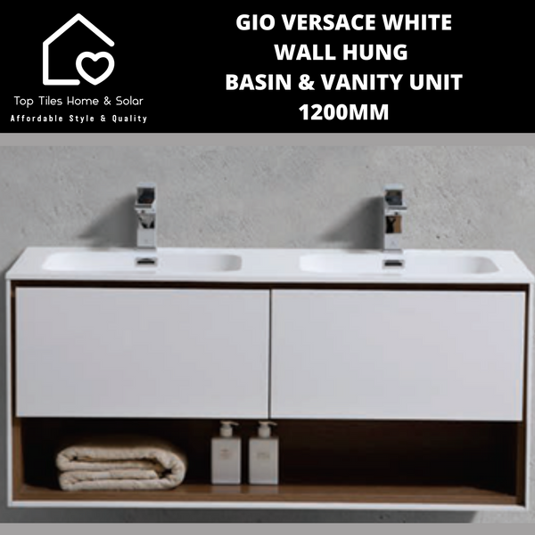 Gio Versace White Wall Hung Basin & Vanity Unit - 1200mm