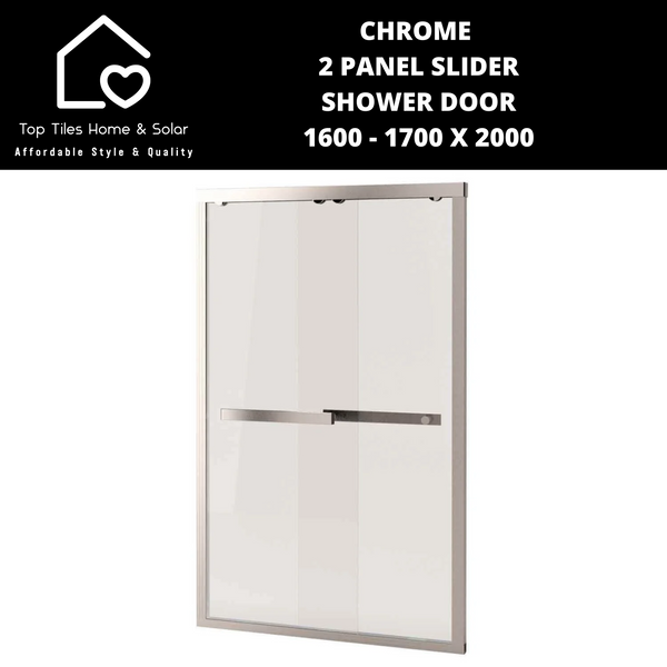 Chrome 2 Panel Slider Shower Door 1600 - 1700 x 2000mm