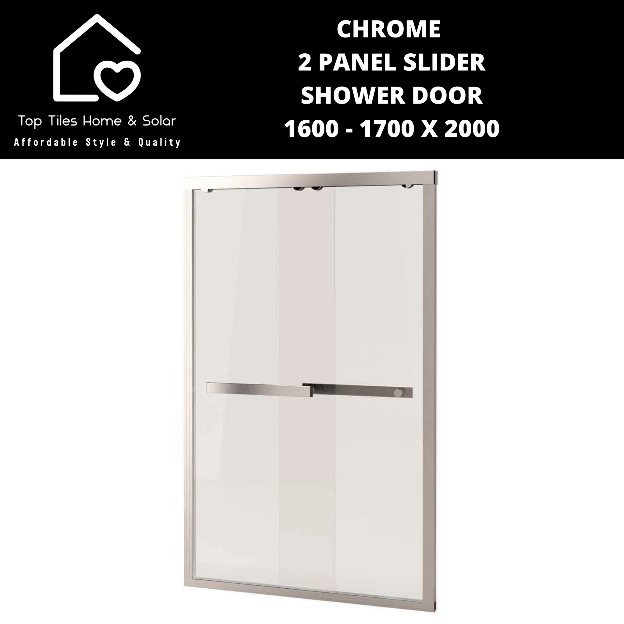 Chrome 2 Panel Slider Shower Door 1600 - 1700 x 2000mm