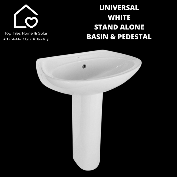 Universal White Stand Alone Basin And Pedestal