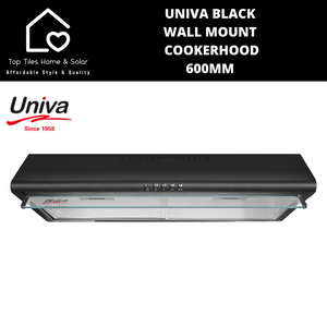 Univa Black Wall Mount Cookerhood - 600mm