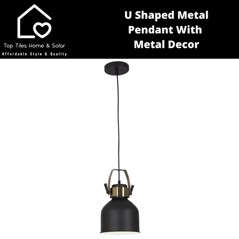 U Shaped Metal Pendant With Metal Decor