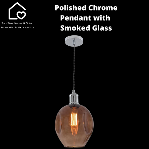 Polished Chrome Pendant with Smoked Glass