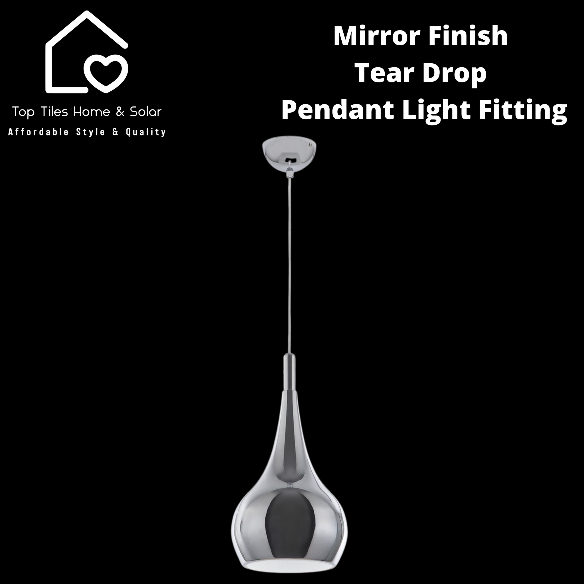 Mirror Finish Tear Drop Pendant Light Fitting