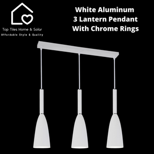 White Aluminum 3 Lantern Pendant With Chrome Rings