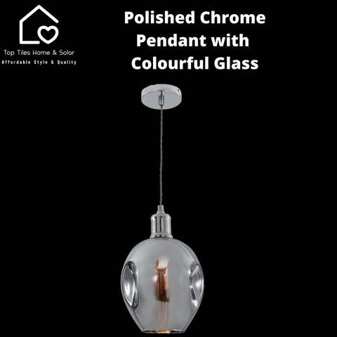 Polished Chrome Pendant with Colourful Glass