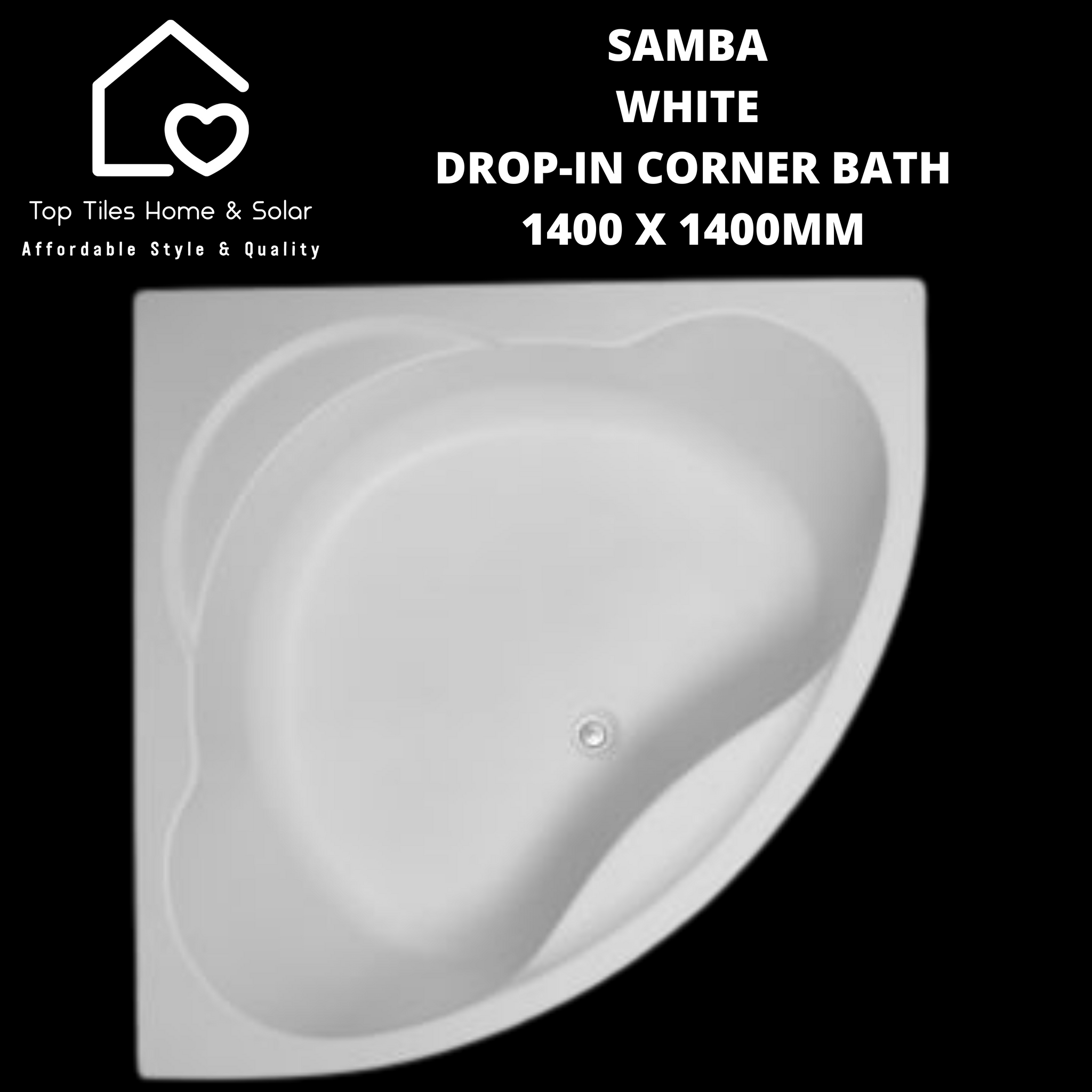 Samba White Drop-in Corner Bath - 1400 x 1400mm